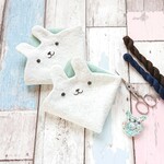刺繍ガーゼ*アンティークミント*はんかちうさぎさん(1枚)６重ガーゼハンカチ 