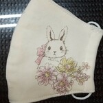 mimirarara様専用【ニットマスクシリーズ】冬のやわらかニットマスク うさぎちゃん ピンク   正面