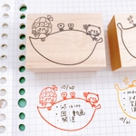 リボンちゃんパンダの葉っぱメモスタンプ