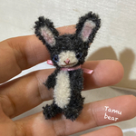 ミニチュア モールアートうさぎ クロ&キナリ モールベア ** Tamu bear 