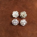 ■立体薔薇■13.11mm■4個入■ 希少ヴィンテージ  シルバー系　 [1020-18] 