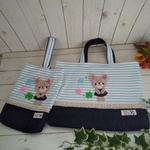 ☆入園入学準備☆トートバッグ&シューズケース♪くまちゃんアップリケ