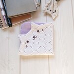 刺繍ガーゼ*ライラックパープル*はんかちねこさん(1枚)６重ガーゼハンカチ 