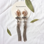 【SALE】shell silverlongtassel pierce/earrings