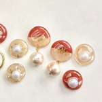 レジンピアス <パールベージュ × ピンクブラウン ×コットンパール>