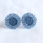 button -druzy-/blue (樹脂ﾉﾝﾎｰﾙﾋﾟｱｽ)