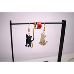 予約品 黒猫＆グレー猫 ピアス＆イヤーカフ