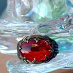 Red vintage glass ring