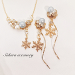 【再販】雪の結晶×ツイスト　ピアス　ネックレス  セット