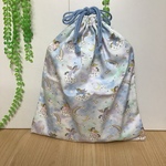 ラスト❗️両ひもタイプ ★ 白 水色系 ゆめかわ パステル ペガサス柄 ユニコーン  w35×40cm 大きめトレーナーや長袖が入る 体操着袋 体育着袋 給食着袋 お着替え袋