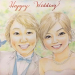 似顔絵 色紙 水彩画ウェディング ウェルカムボードに（結婚式）