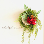 2021年迎春.しめ縄.お正月飾り:南天  赤:稲穂台15cm