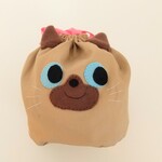 シャム猫ちゃん巾着(ピンクのリボン)