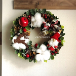 2020Xmas◇赤ニットサンタとトナカイリース