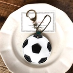 サッカーボール レザー チャーム キーホルダー 名札
