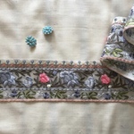 インド刺繍リボン オーガンジー シルクレース 水色 花 プリンセス アジアン北欧