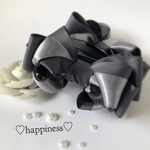 シルバーラインのバナナクリップ♡チャコール×サテンシルバー♡再販4簡易ラッピング対応