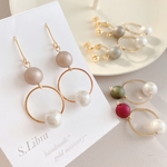 ダブルパールリングピアス イヤリング
