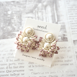 ビーズ刺繍のピアス 〜something pink mini〜