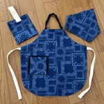 キッズエプロン　バンダナ柄　３点セット　100-120
