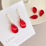 red glass〜透き通る赤色〜シャムレッドガラス ピアス イヤリング