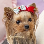 【 犬用　クリスマス　バレッタ 】 おしゃれ　トップノットペット　子供　ヘアアクセサリー　リボン　バレッタ　♡AquaMana♡