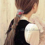 革紐と刺繍リボンヘアアクセサリー❁⃘*.ﾟgreen