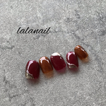 【再販5】ネイルチップ　べっこうネイル　ボルドーネイル