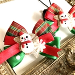 🎄クリスマス⛄️雪の結晶❄️雪だるまリボン♡チェック♡リボンキッズへアゴム２点セット