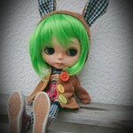 ●ブライス用のミニ丈コート 子ウサギの耳付13