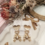 #2192 ハートテディベアピアス