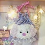 わたしのカントリービスケット　BIG巾着ポーチ【パステル花柄×いぬA】
