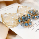 【Harf-year design】Kirakira-Heart pearl チタンポスト ピアス