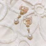 天然石ネコのピアス／イヤリング