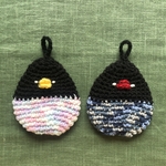 2個セット マーブルカラーの鳥さんエコたわし＊しずく型