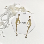フラワーのシフォンタッセルピアス/イヤリング