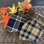 素材にこだわり　コットンリネン　秋冬マスク　チェック柄