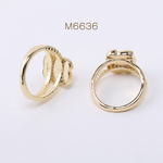 M6636  6個 デザインデコリング レースオーバルミール皿 内径約8.5×10mm ゴールド 3×【2ヶ】