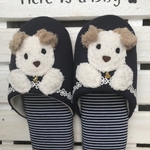 軽量柔らかワンコさんスリッパ(紺ボーダー)