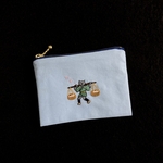 刺繍 ミニフラットポーチ 江戸猫 飴屋
