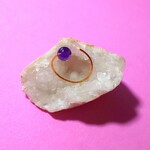 【再販】アメジストとローズクォーツ 天然石 オープン ピンキーリング