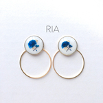 ♢【2way】driedflower×goldピアス/イヤリング♢ ドライフラワー/レジンアクセサリー/かすみ草/ゴールド