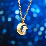14kgf  ちいさな三日月に寄り添う 一番星のネックレス~ petite lune ~