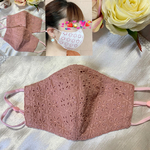 レース　インディピンクx淡ピンク　女性用　立体マスク　コットン　ダブルガーゼ　女性用　普通サイズ　布マスク　通勤通学　お洒落　レディース