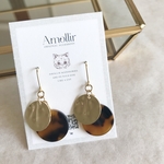 マーブルピアス ブラウン ゴールドプレート ゴールド シンプルピアス シンプル べっこう アクリル イヤリング 樹脂ピアス チタン サージカルステンレス/ゴールドプレート×マーブルピアス
