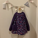 名入れ刺繍可能！新作　女の子スモック　リボンネイビー　110cm