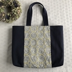 sleepingrose×tambourineのA4横トートバッグ 　ネイビー・11号帆布