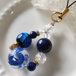 天然石のお守り✨闇夜を照らすホタルガラス✨ラピスラズリ×ホタルガラス×青龍水晶