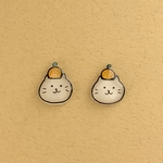 ハンドメイドピアス　猫とみかん