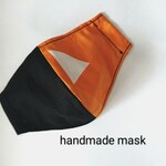 送料無料 オレンジ 鱗模様 立体マスク ハロウィン コスプレ 鬼 かっこいい  大正ロマン